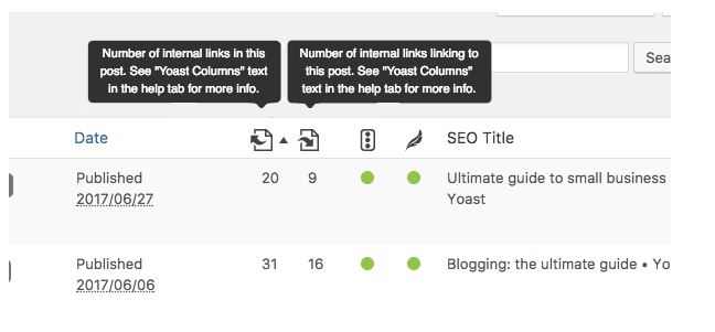 پیشخوان لینک متنی Yoast SEO