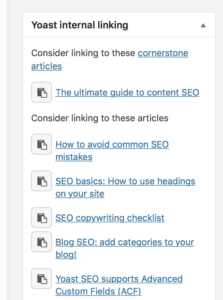 پیشهادات برای لینک های داخلی در Yoast SEO